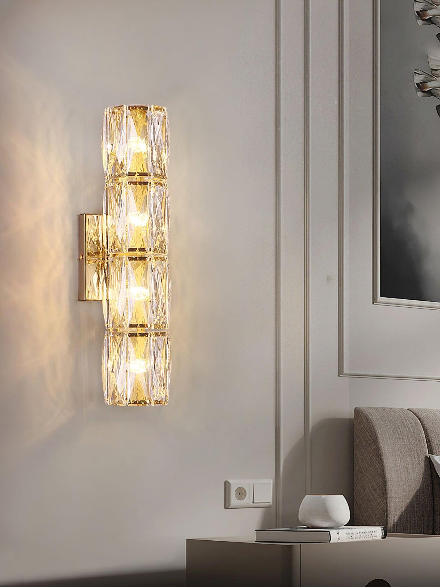 Premium Crystal Column LED Wall Light, Bedroom Wall Sconce, detail 6