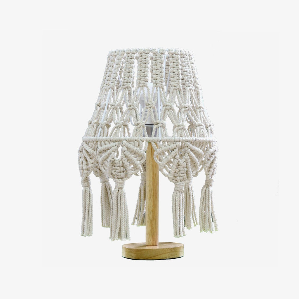 Macrame Table Light, Bedside Table Lamp, Metal, ∅ 11″ x H 15.7″