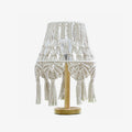 Macrame Table Light, Bedside Table Lamp, Metal, ∅ 11″ x H 15.7″
