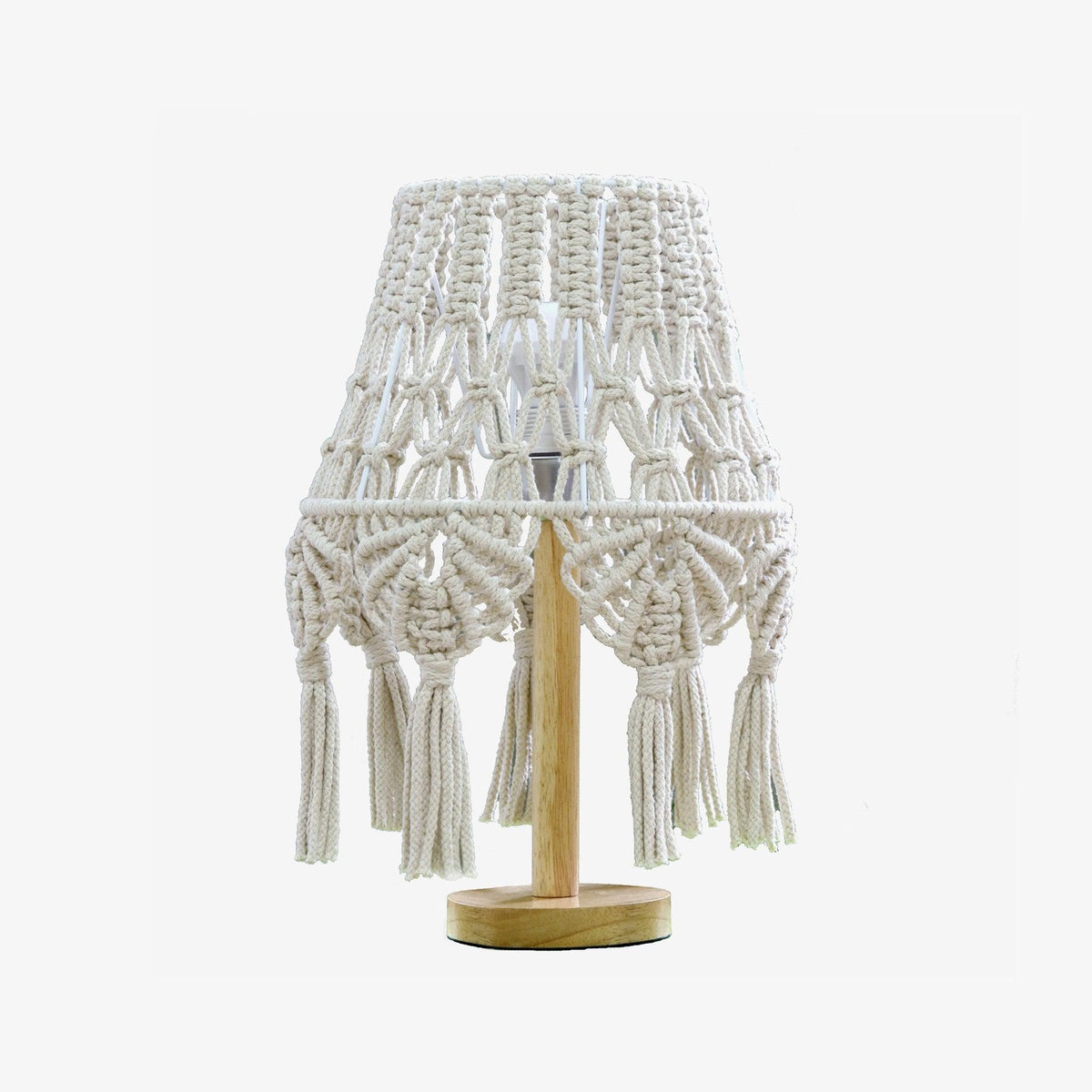 Macrame Table Light, Bedside Table Lamp, Metal, ∅ 11″ x H 15.7″