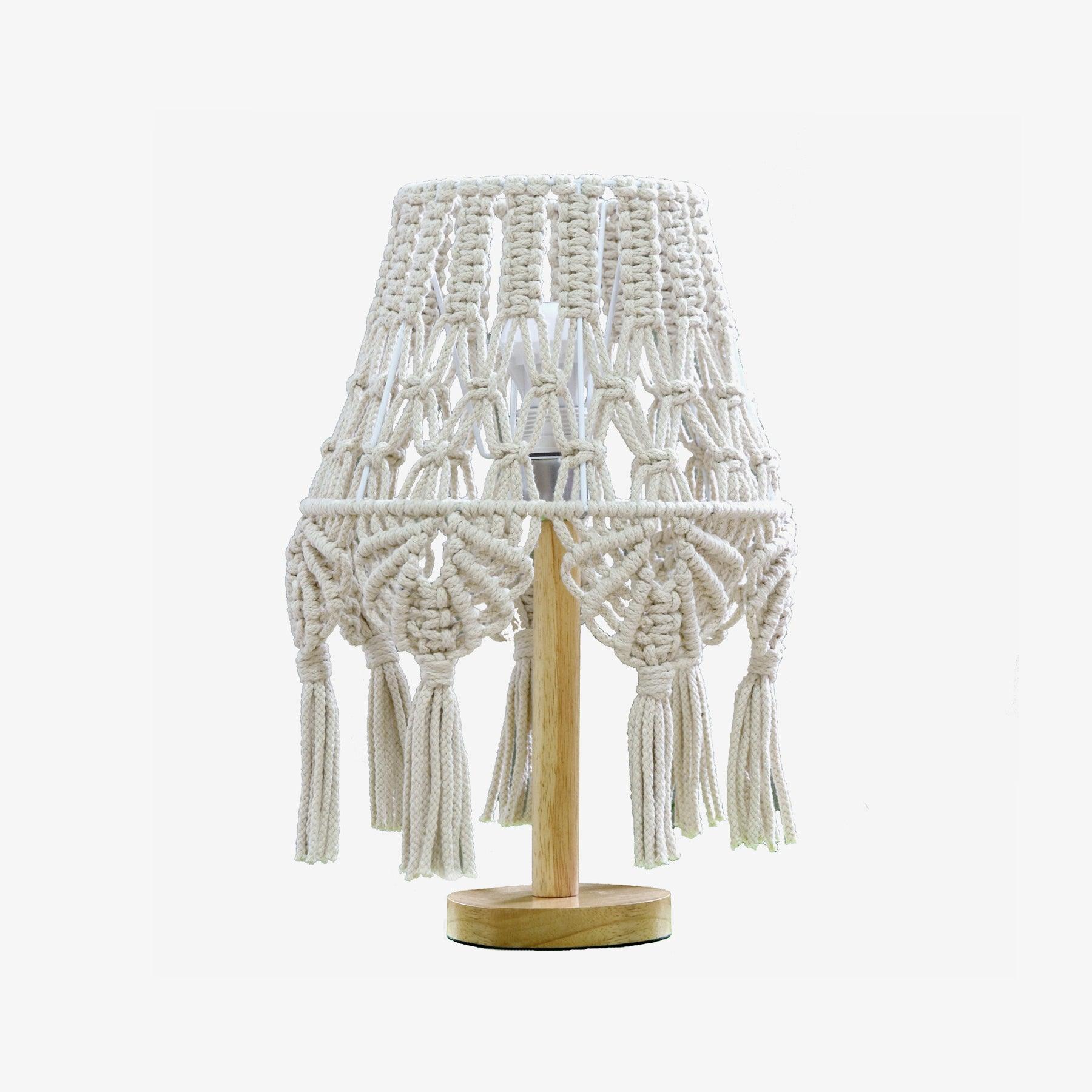 Macrame Table Light, Bedside Table Lamp, Metal, ∅ 11″ x H 15.7″