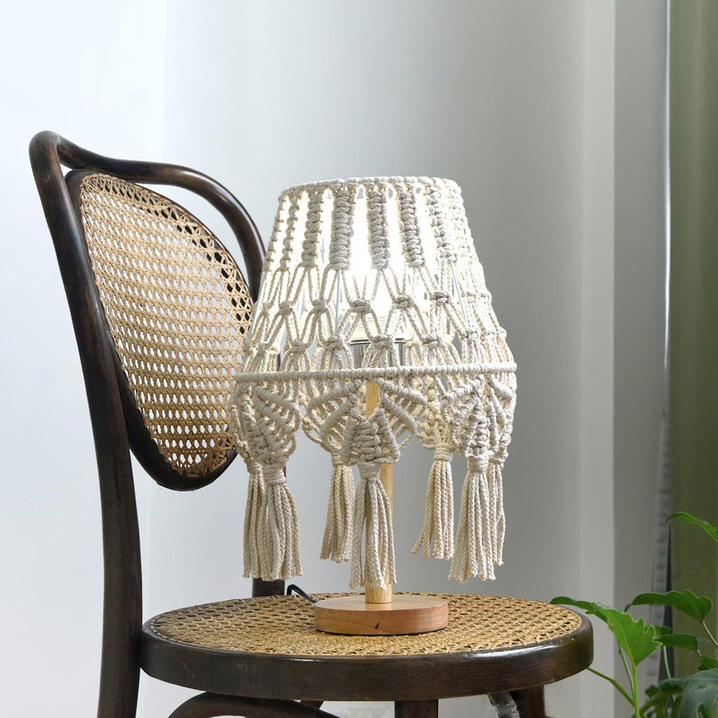 Macrame Table Light, Bedside Table Lamp, detail 3