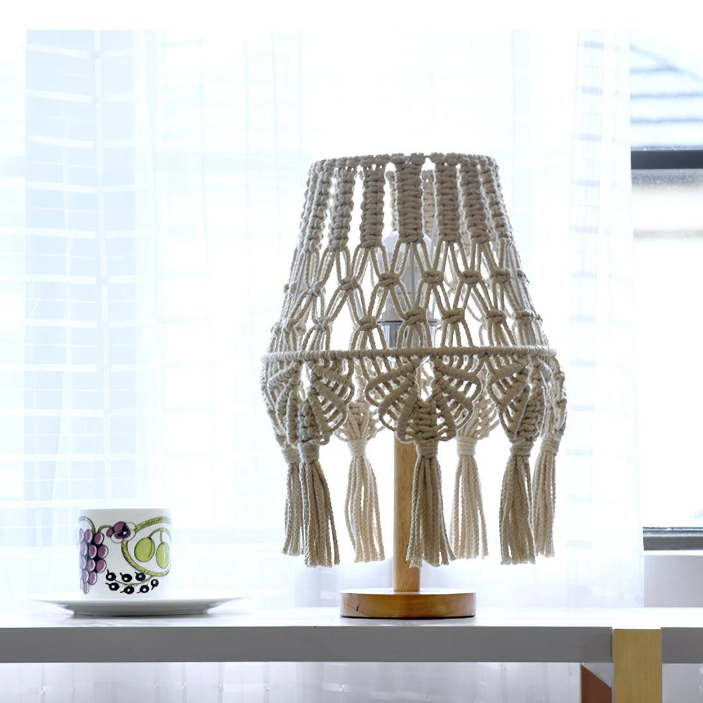 Macrame Table Light, Bedside Table Lamp, detail 4