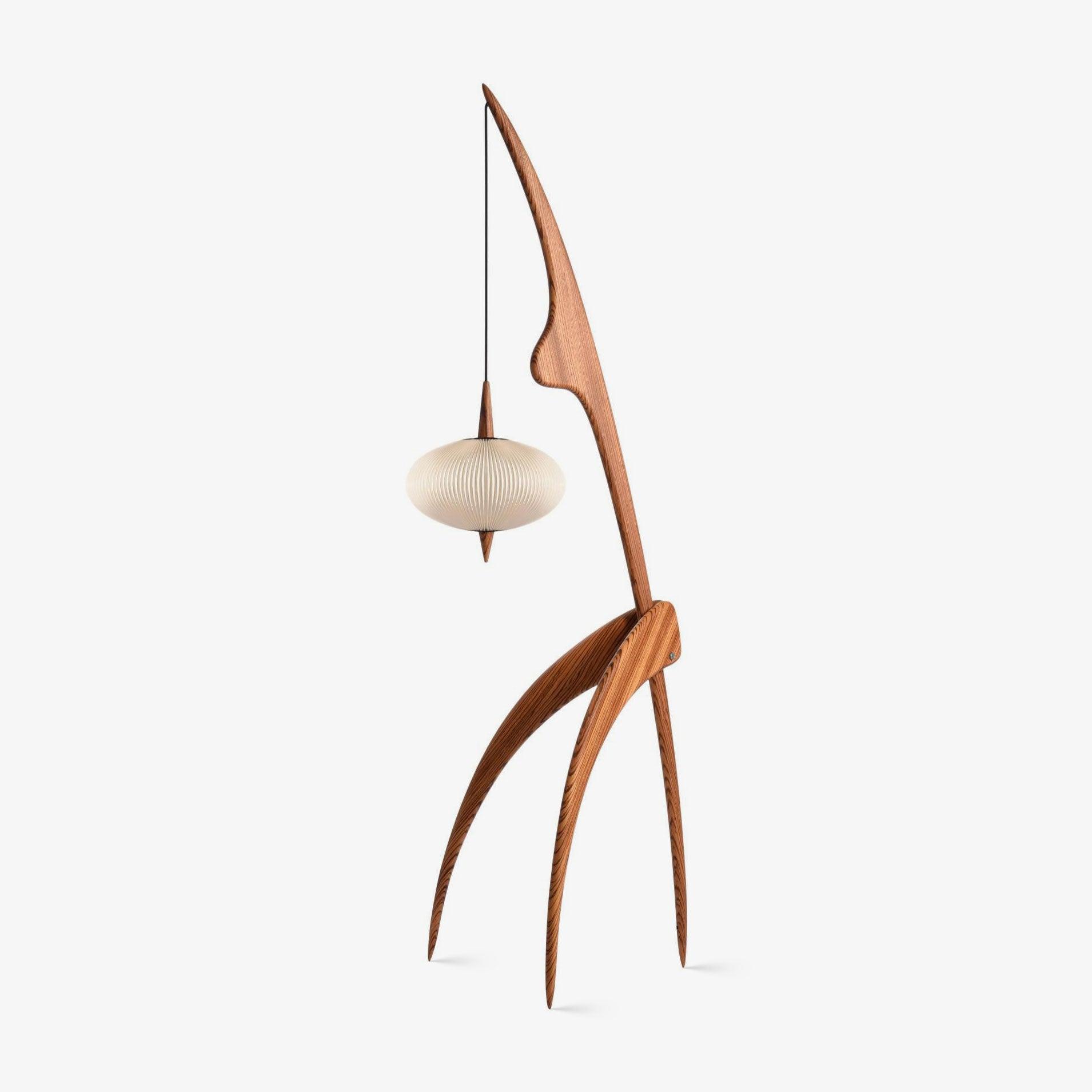 Mantis Wood Floor Light, Floor Lamp, ∅ 18.1″ x H 63″