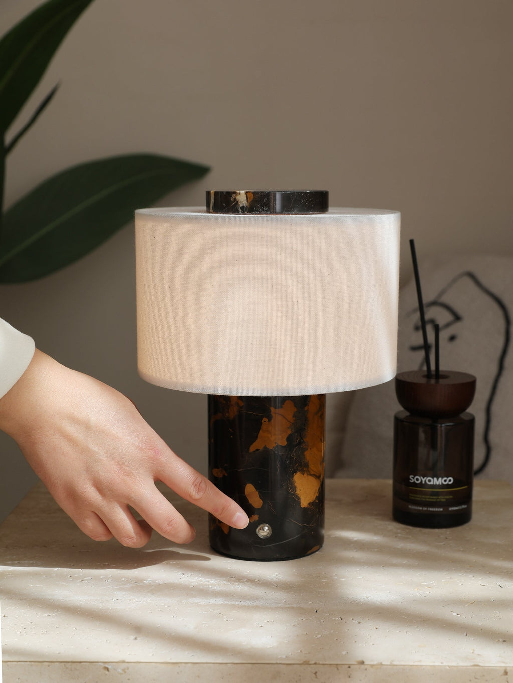 Marbella Stone Table Light, Bedside Table Lamp, detail 15