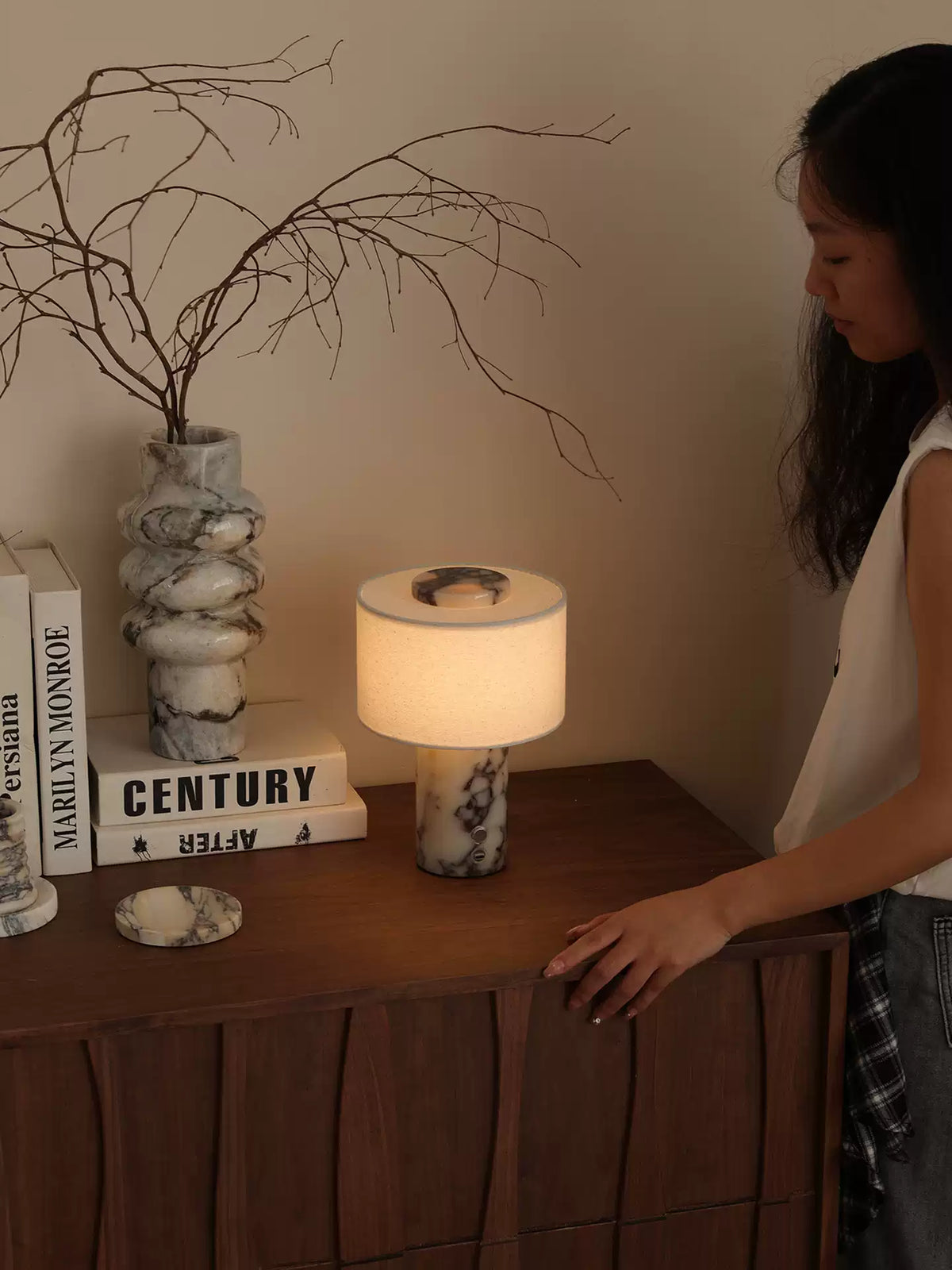 Marbella Stone Table Light, Bedside Table Lamp, detail 5