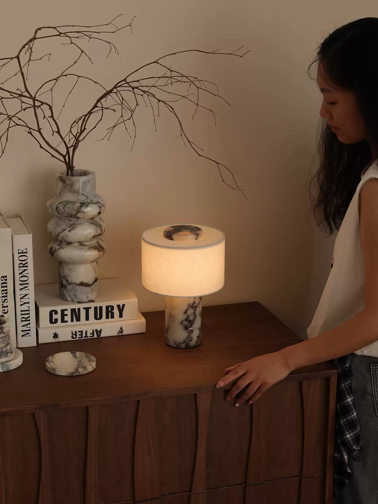 Marbella Stone Table Light, Bedside Table Lamp, detail 5