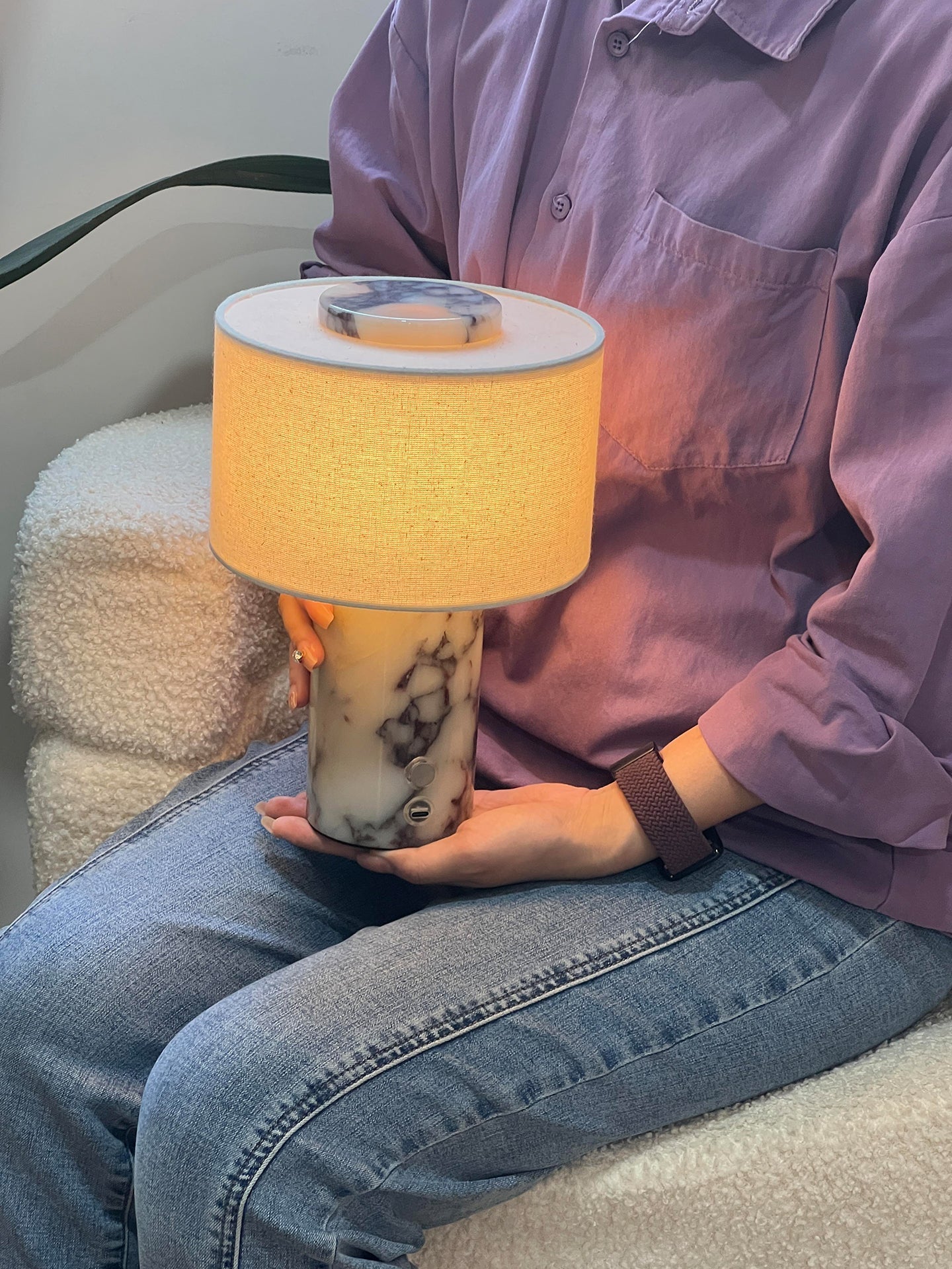 Marbella Stone Table Light, Bedside Table Lamp, detail 2