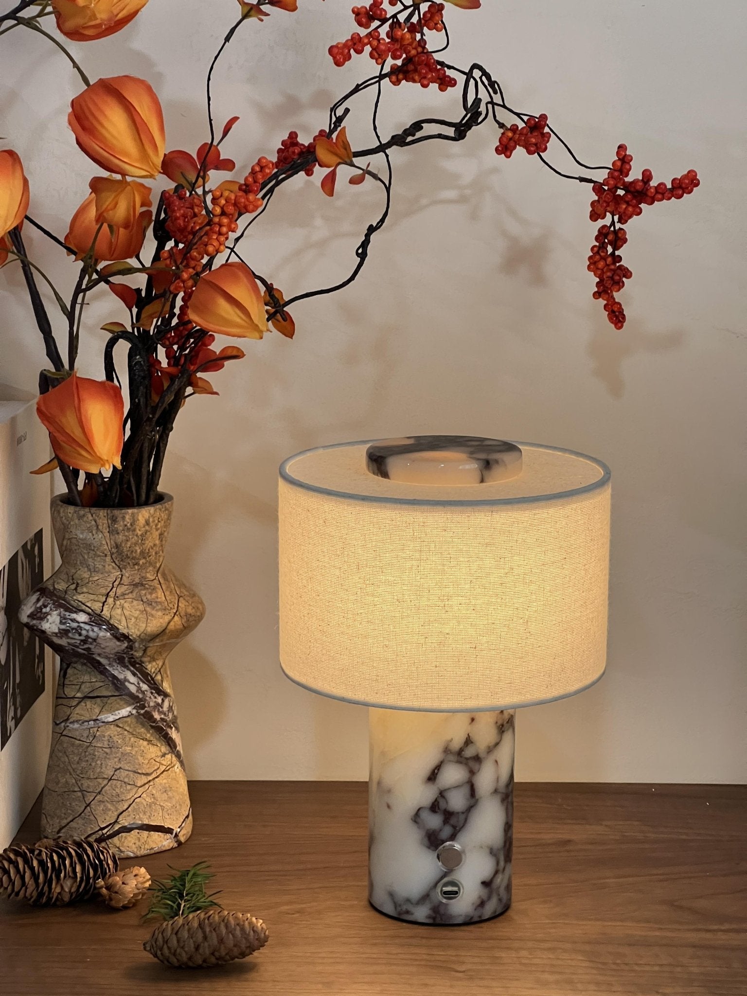 Marbella Stone Table Light, Bedside Table Lamp, detail 12