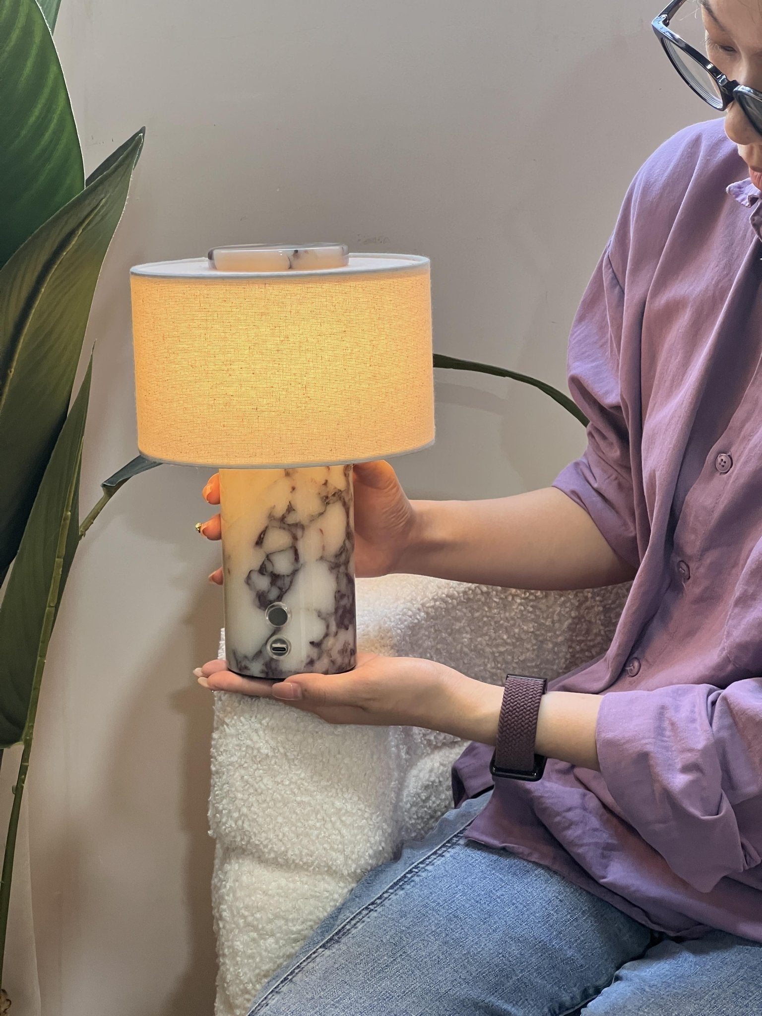 Marbella Stone Table Light, Bedside Table Lamp, detail 13