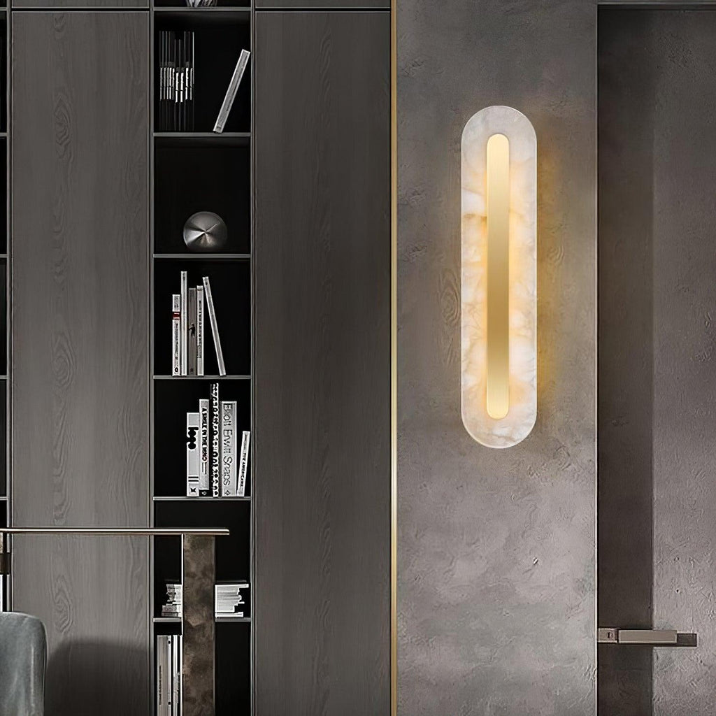 Alabaster Rounded Wall Light, Hardwired Wall Sconce, detail 7