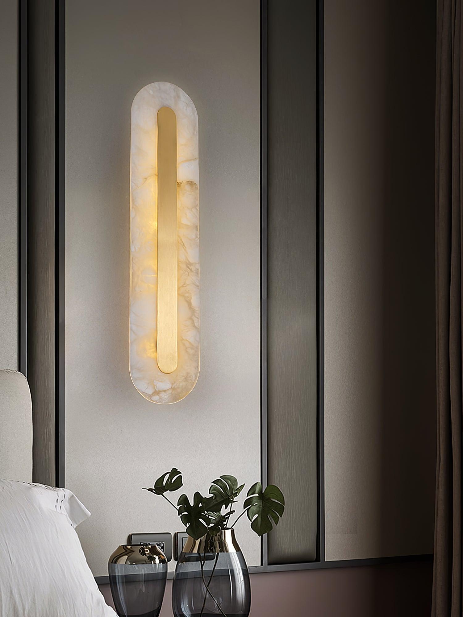 Alabaster Rounded Wall Light, Hardwired Wall Sconce, detail 8