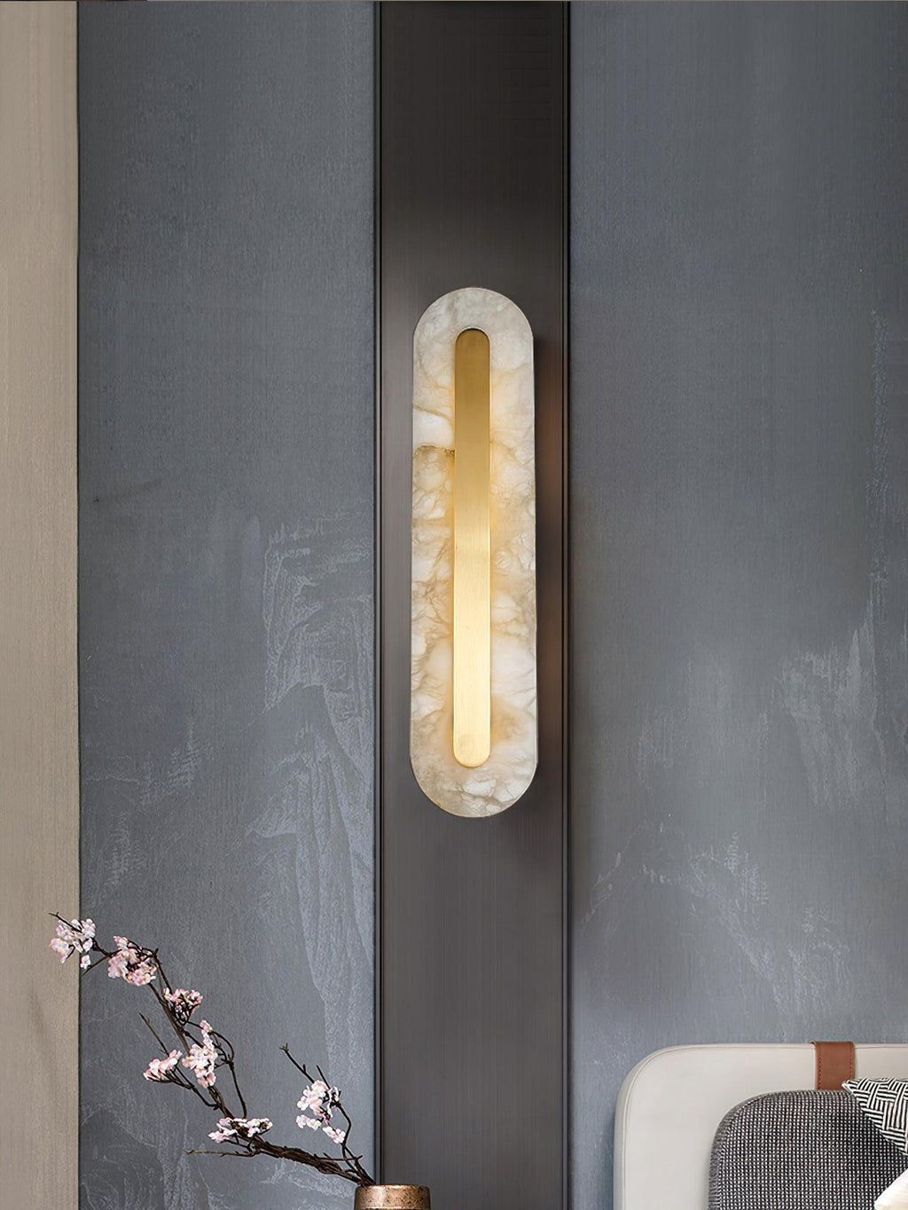 Alabaster Rounded Wall Light, Hardwired Wall Sconce, detail 13