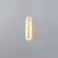 Alabaster Rounded Wall Light, Hardwired Wall Sconce, Brass, Dia 11cm x H 35cm