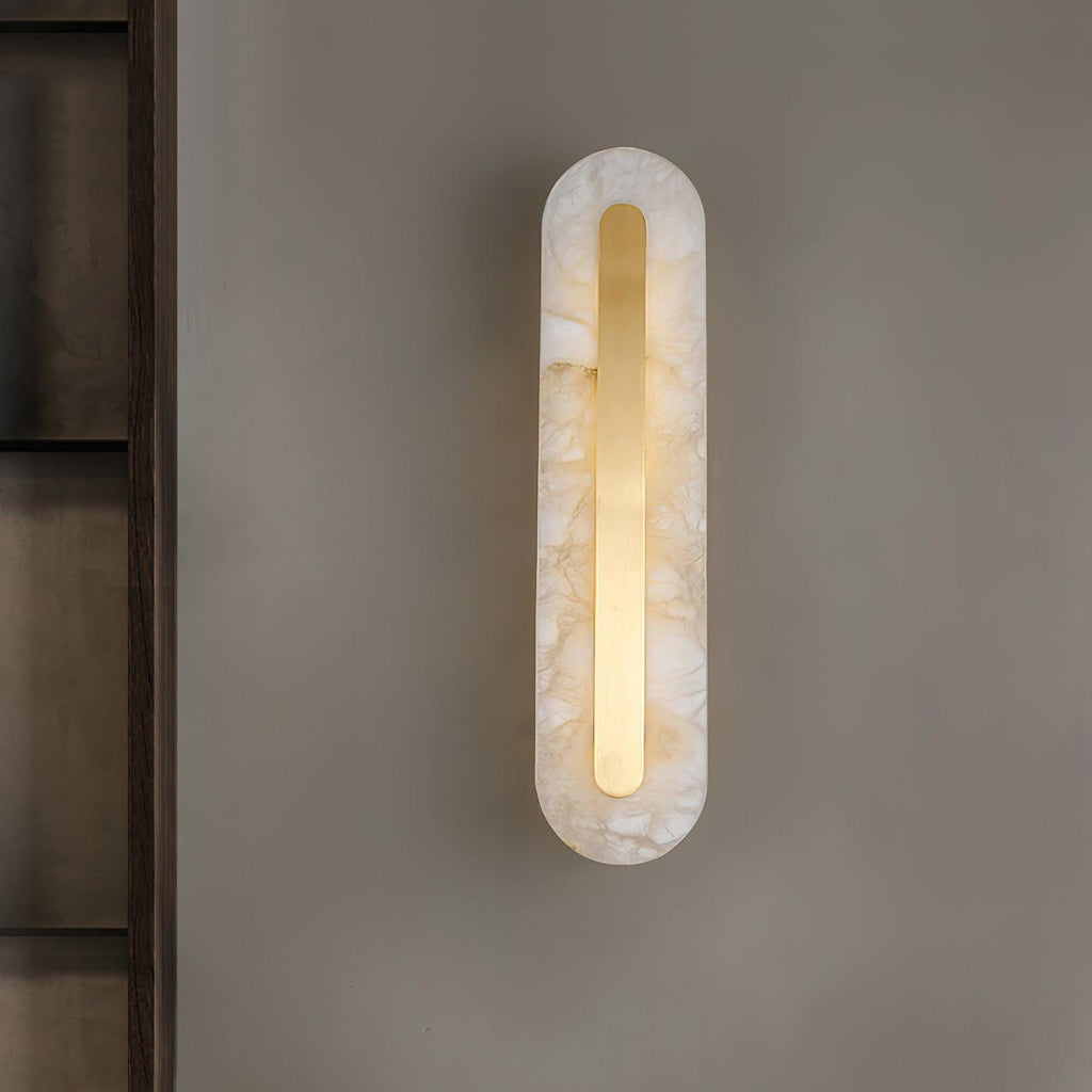Alabaster Rounded Wall Light, Hardwired Wall Sconce, detail 4