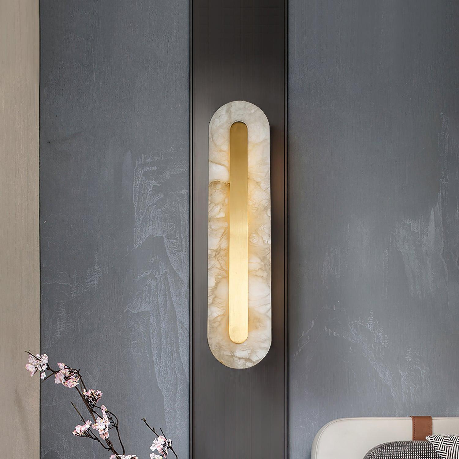 Alabaster Rounded Wall Light, Hardwired Wall Sconce, detail 3