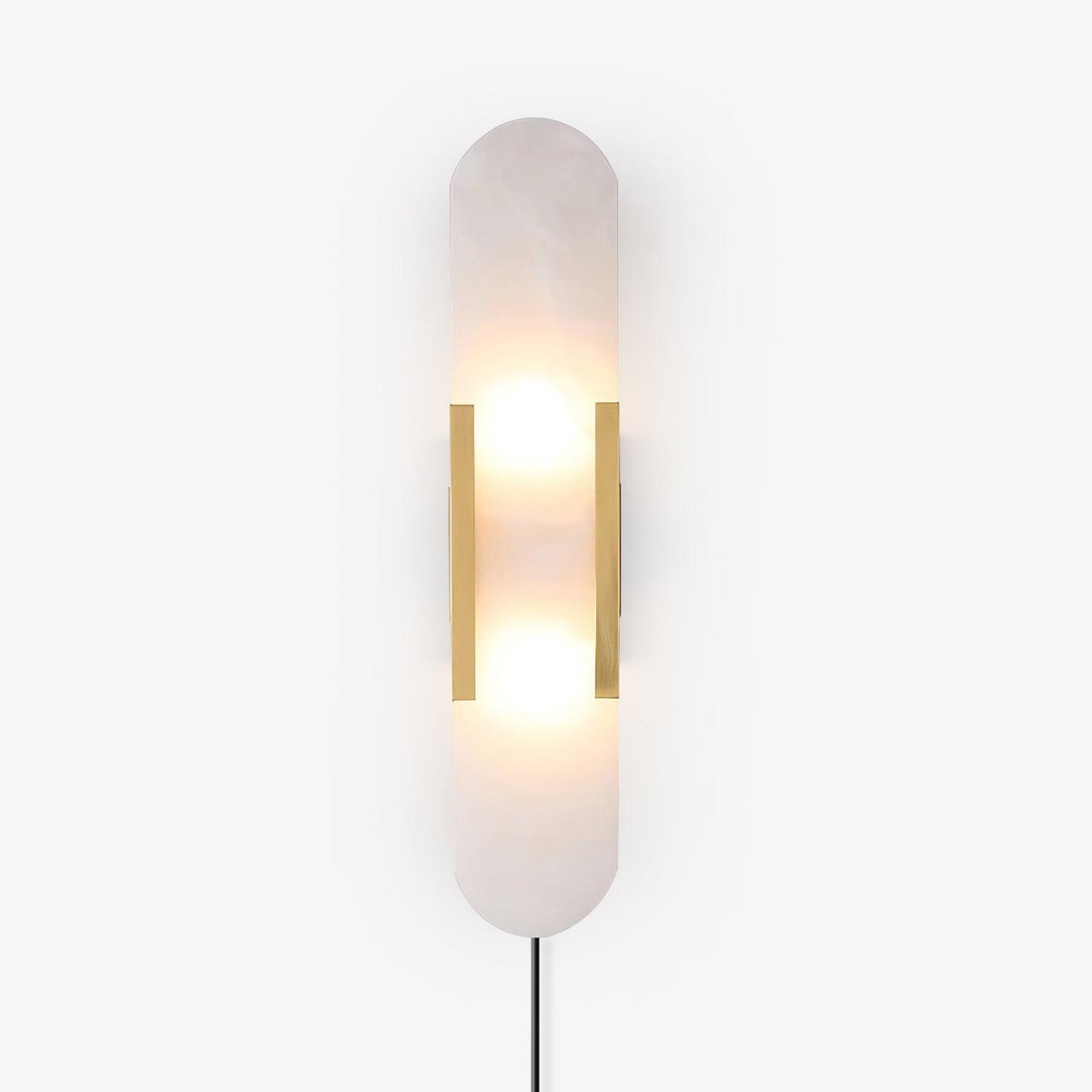 Melange elongated alabaster plug-in wall light