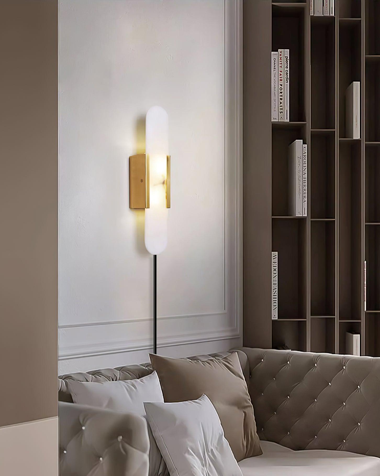 Melange Elongated Alabaster Plug-In Wall Light, Plug-In Wall Sconce, detail 36