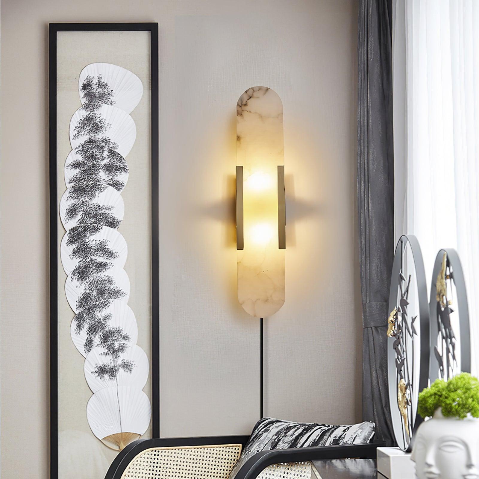 Melange Elongated Alabaster Plug-In Wall Light, Plug-In Wall Sconce, detail 38