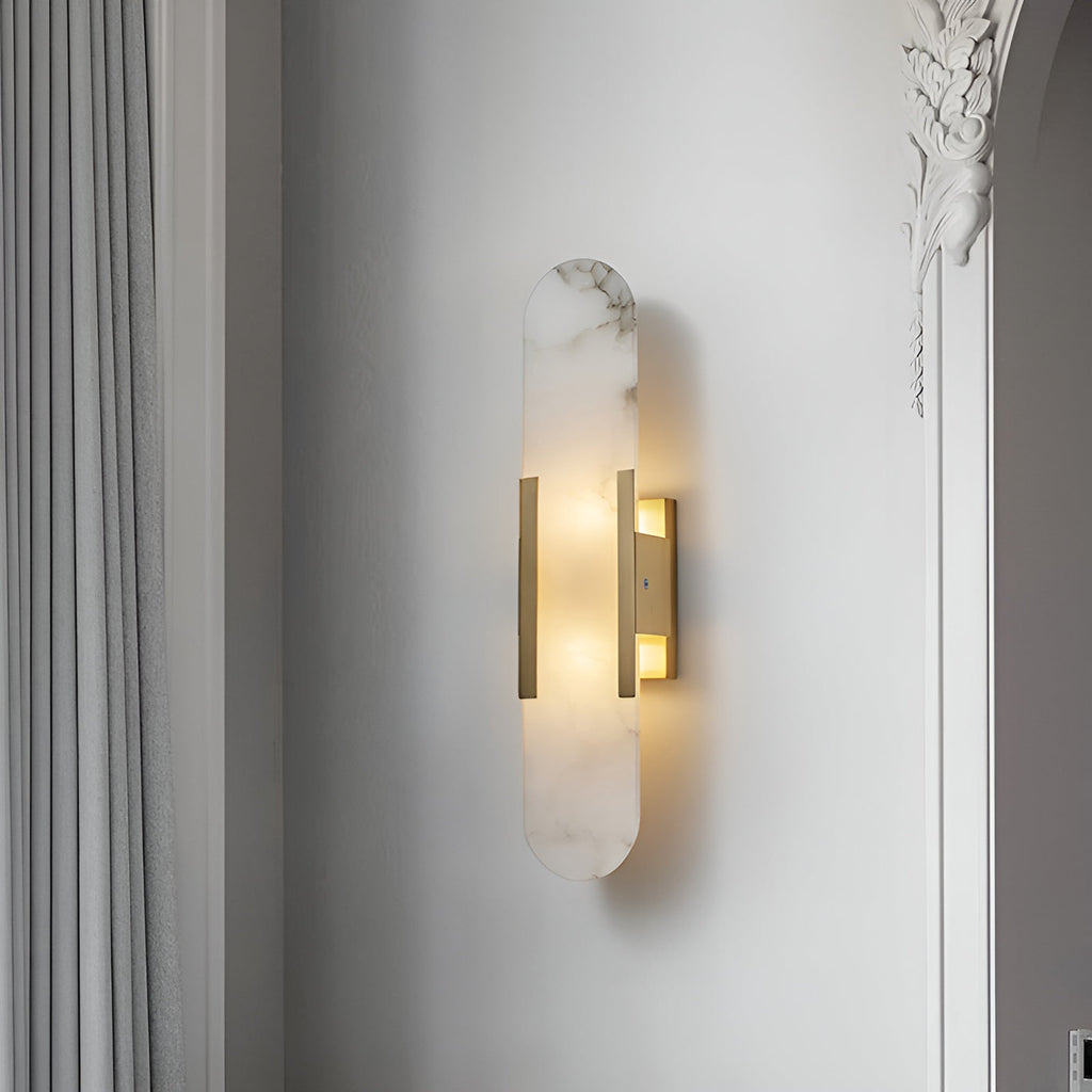 Melange Elongated Alabaster Wall Light Wall Light, Hardwired Wall Sconce, detail 2