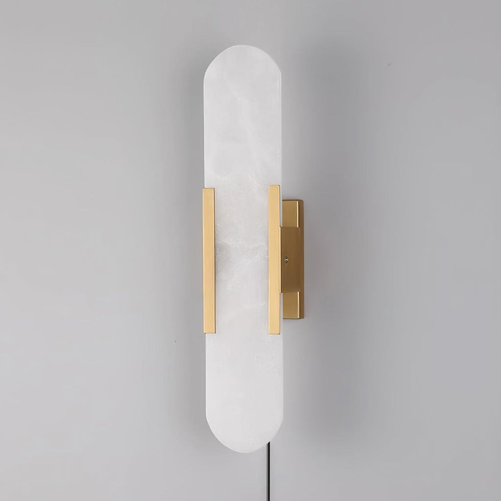 Melange Elongated Alabaster Plug-In Wall Light, Plug-In Wall Sconce, detail 12