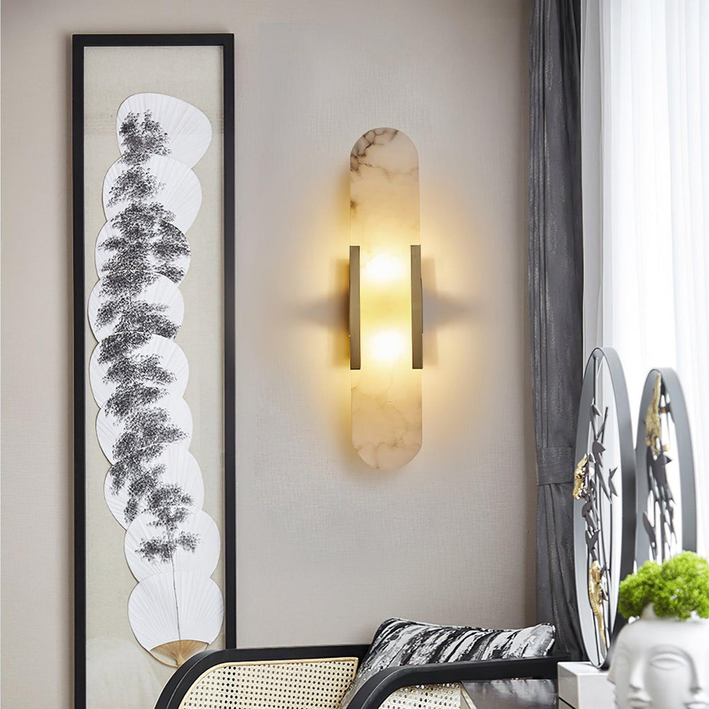 Melange Elongated Alabaster Wall Light Wall Light, Hardwired Wall Sconce, detail 12