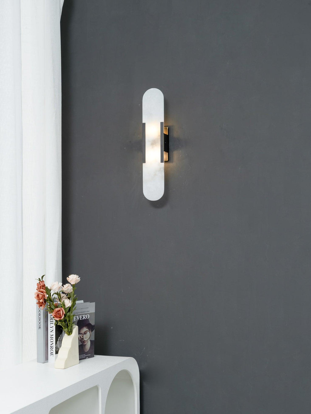 Melange Elongated Alabaster Wall Light Wall Light, Hardwired Wall Sconce, detail 28