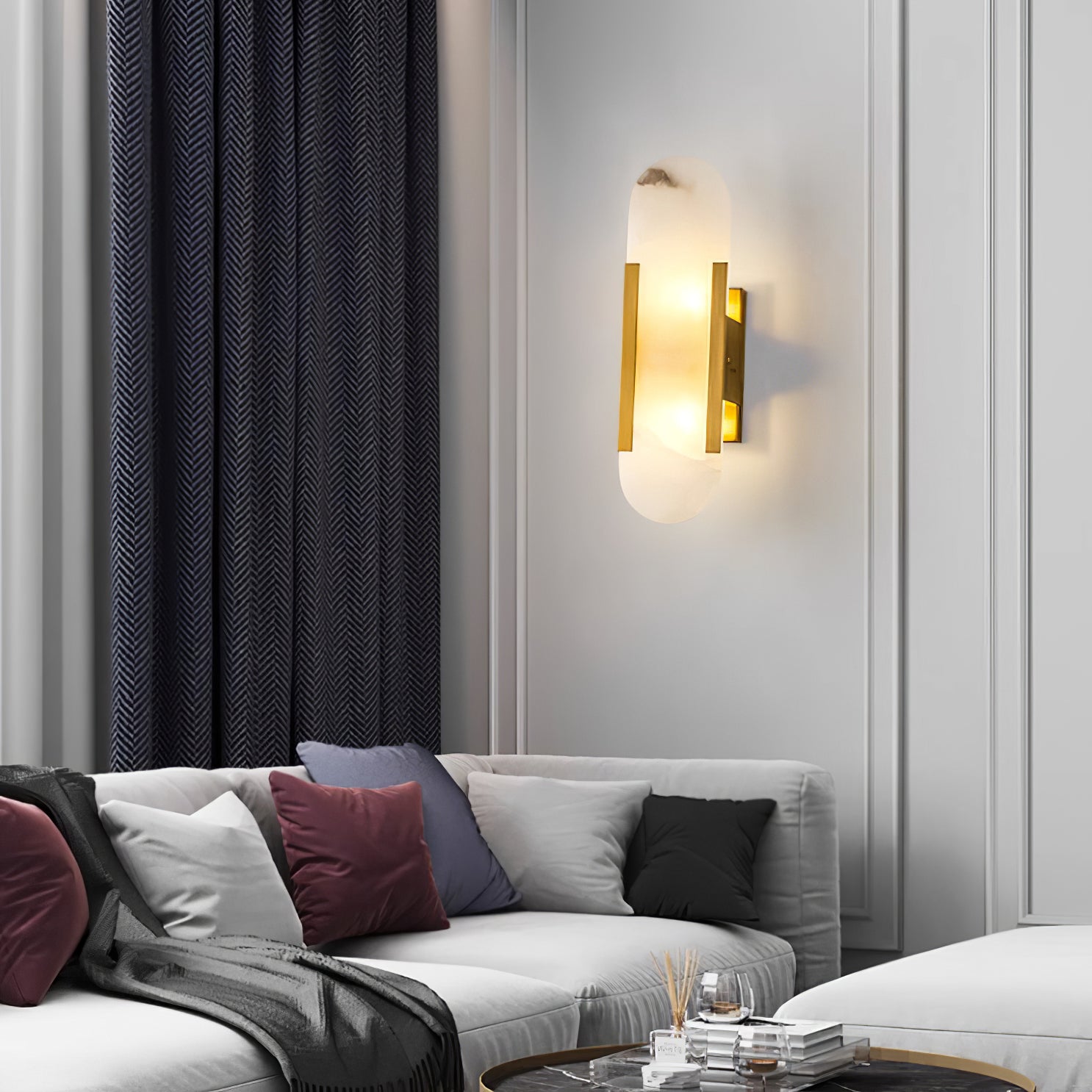 Melange Elongated Alabaster Wall Light Wall Light, Hardwired Wall Sconce, detail 82