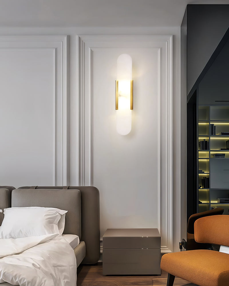 Melange Elongated Alabaster Wall Light Wall Light, Hardwired Wall Sconce, detail 13