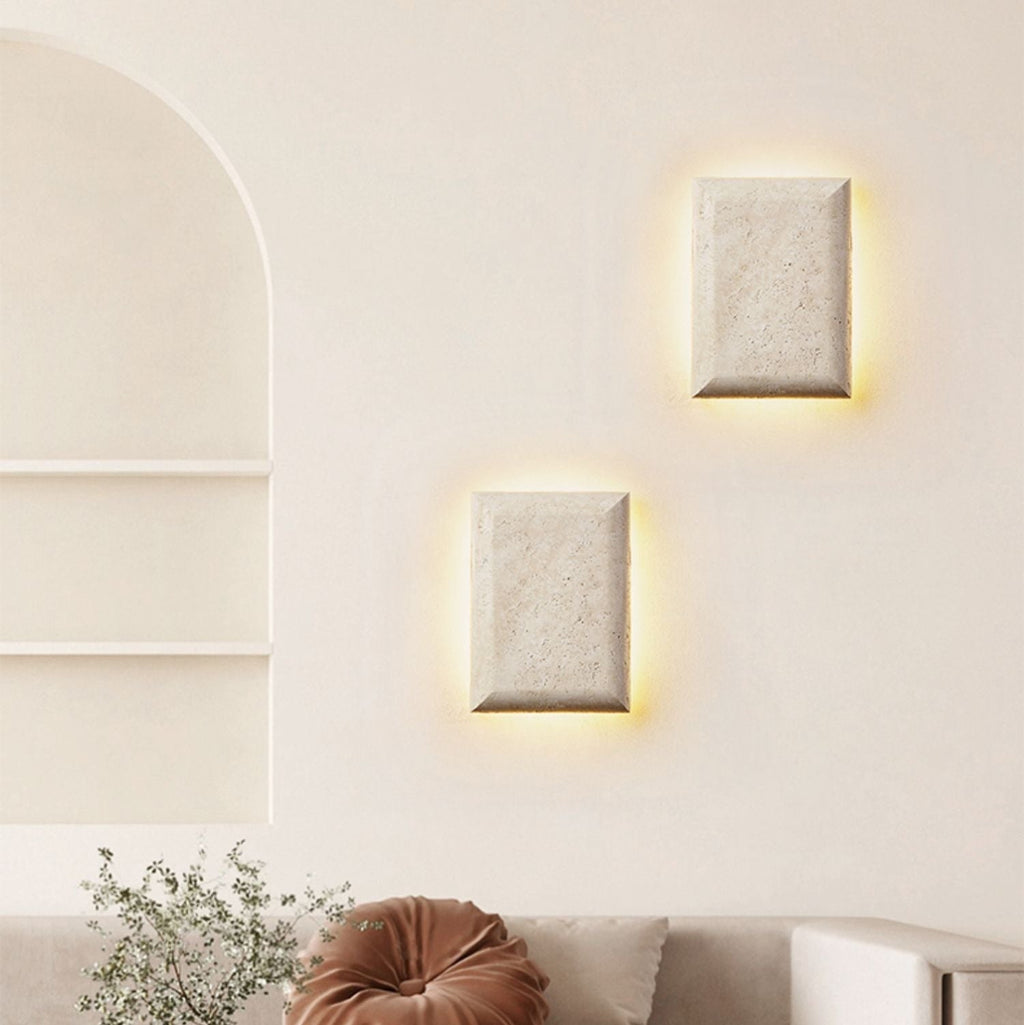 Mesa Glow Travertine Wall Light, Hardwired Wall Sconce, detail 2