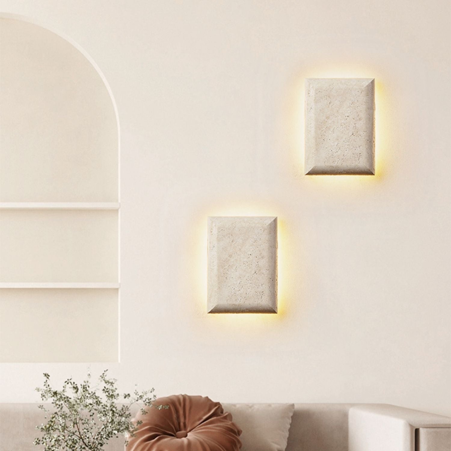 Mesa Glow Travertine Wall Light, Hardwired Wall Sconce, detail 2