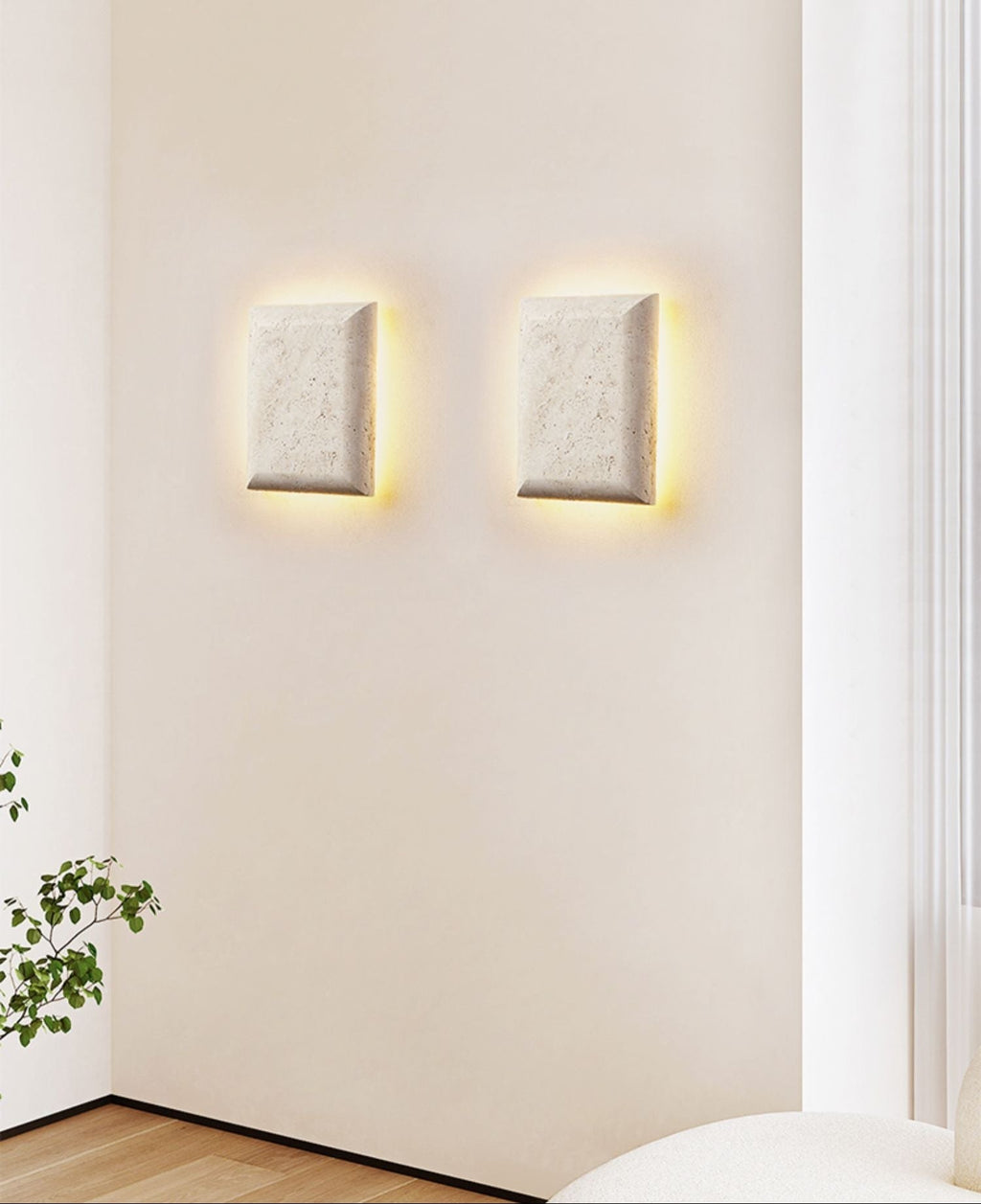 Mesa Glow Travertine Wall Light, Hardwired Wall Sconce, detail 3