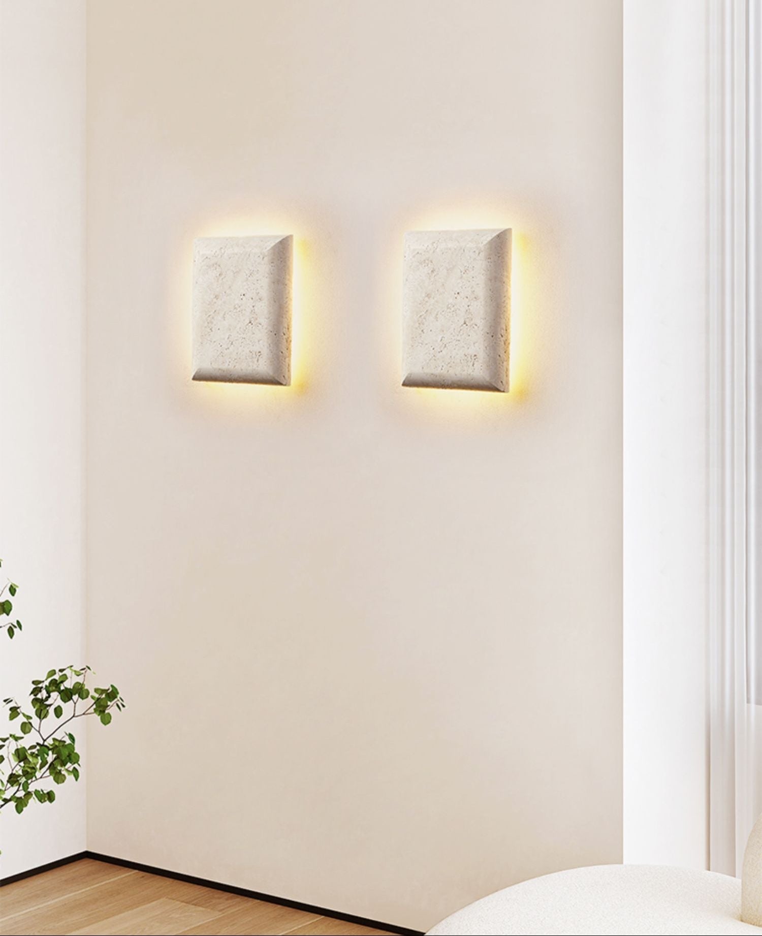 Mesa Glow Travertine Wall Light, Hardwired Wall Sconce, detail 3