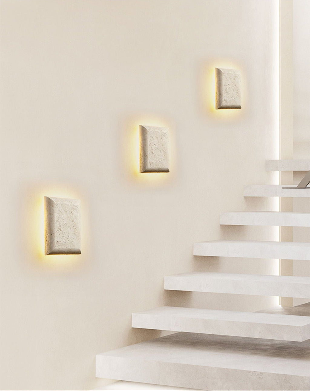 Mesa Glow Travertine Wall Light, Hardwired Wall Sconce, detail 4