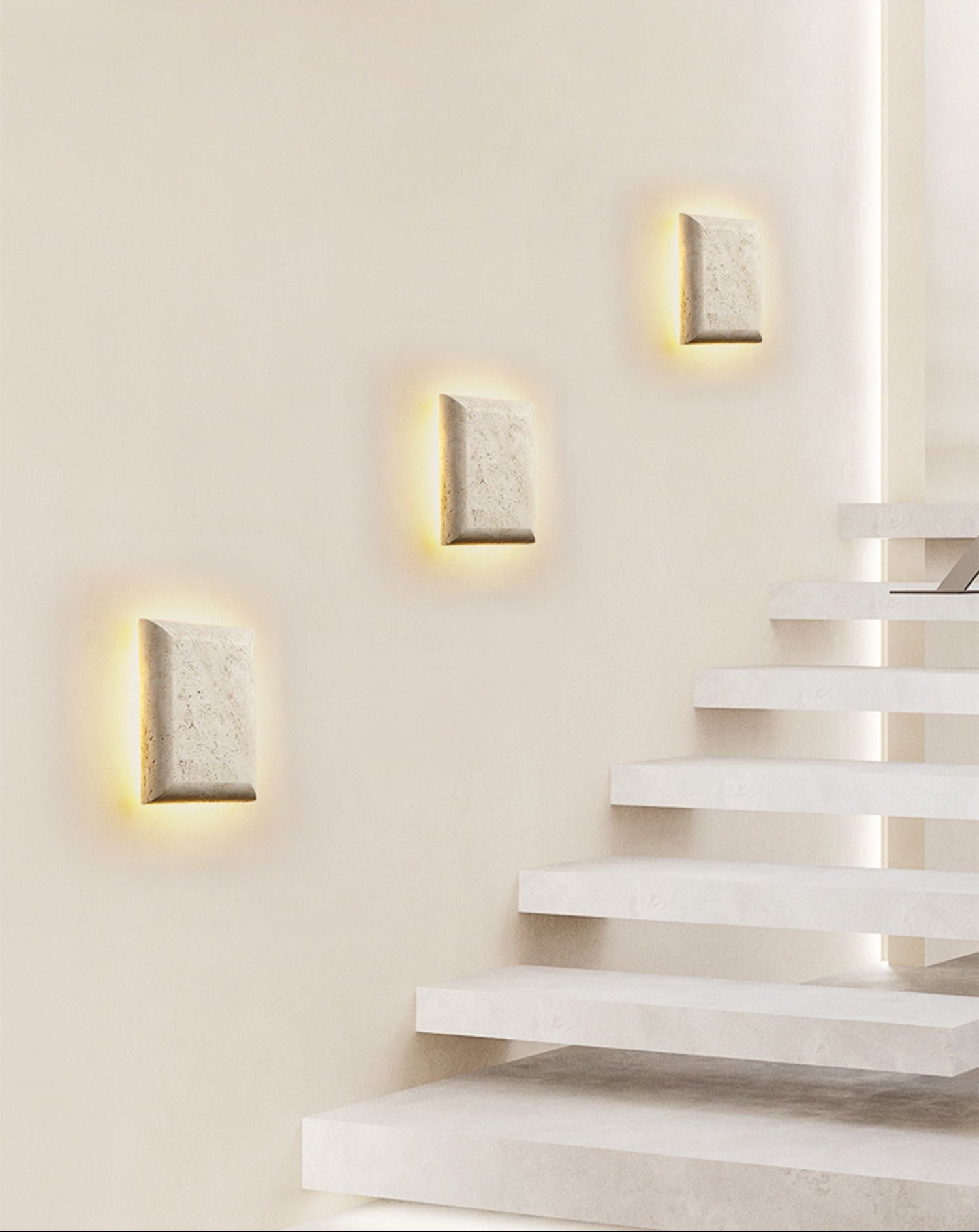 Mesa Glow Travertine Wall Light, Hardwired Wall Sconce, detail 4