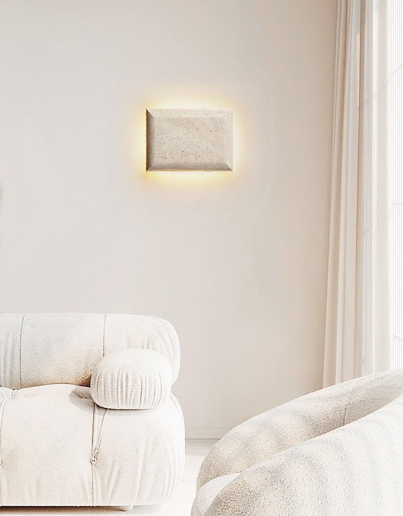 Mesa Glow Travertine Wall Light, Hardwired Wall Sconce, detail 9