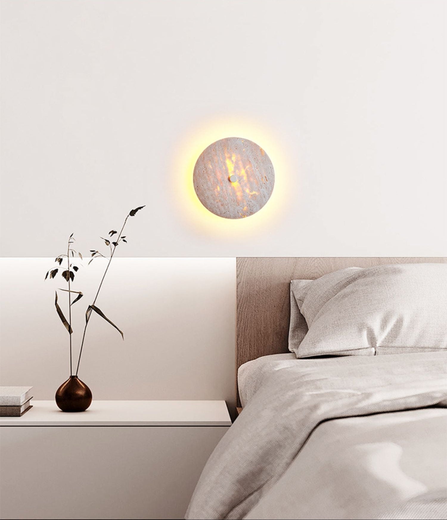 Mesa Travertine Wall Light, Hardwired Wall Sconce, detail 3