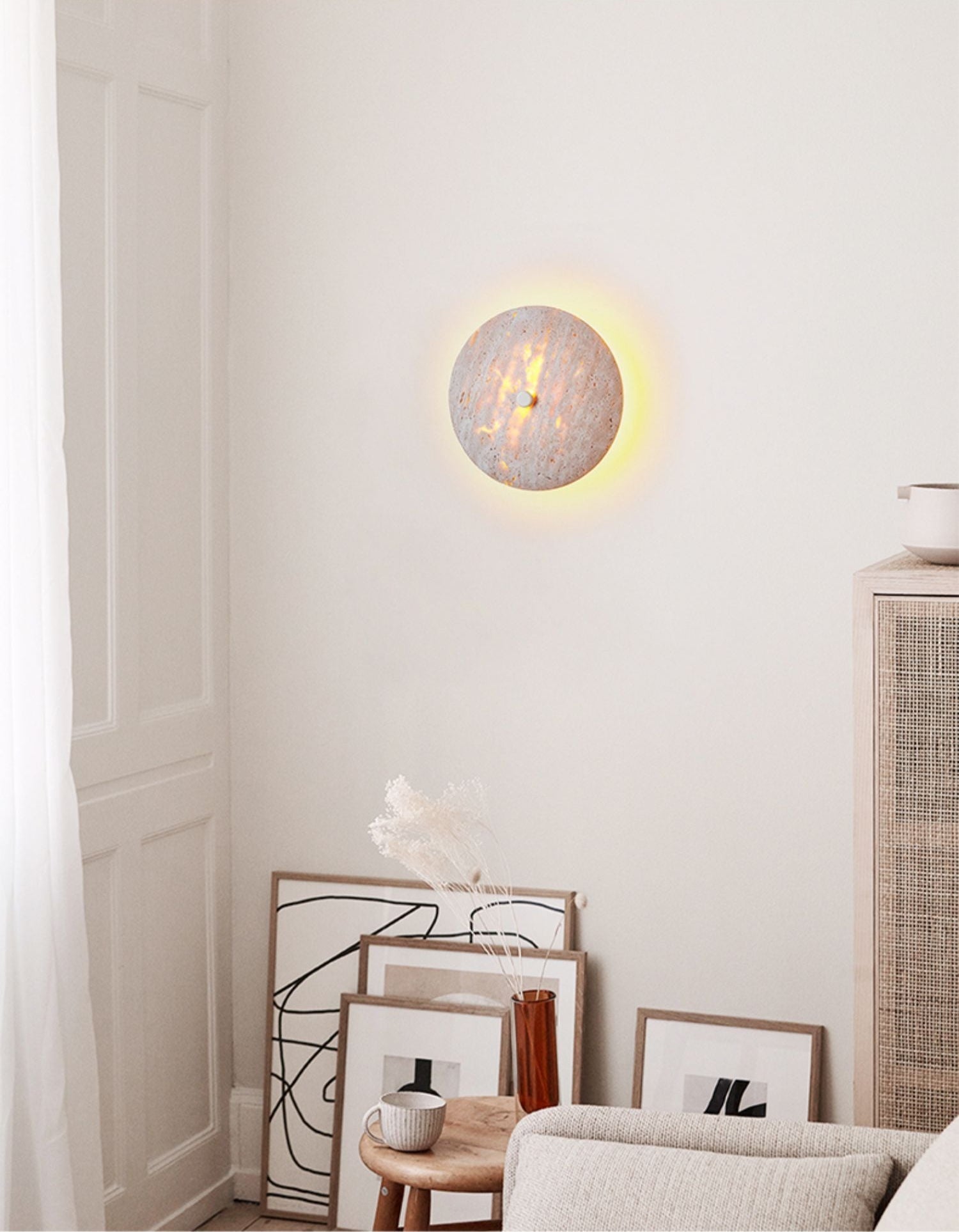 Mesa Travertine Wall Light, Hardwired Wall Sconce, detail 4