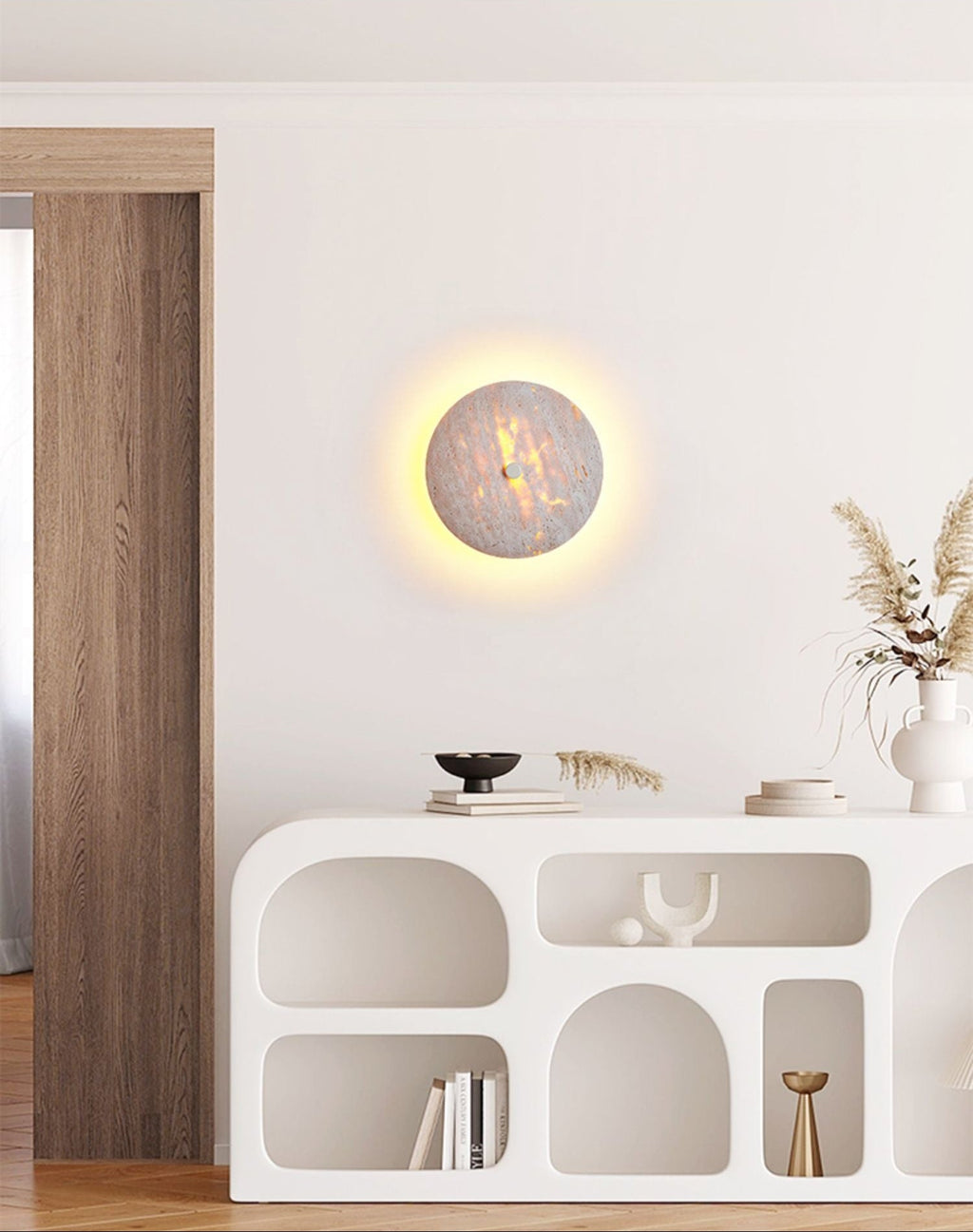 Mesa Travertine Wall Light, Hardwired Wall Sconce, detail 2