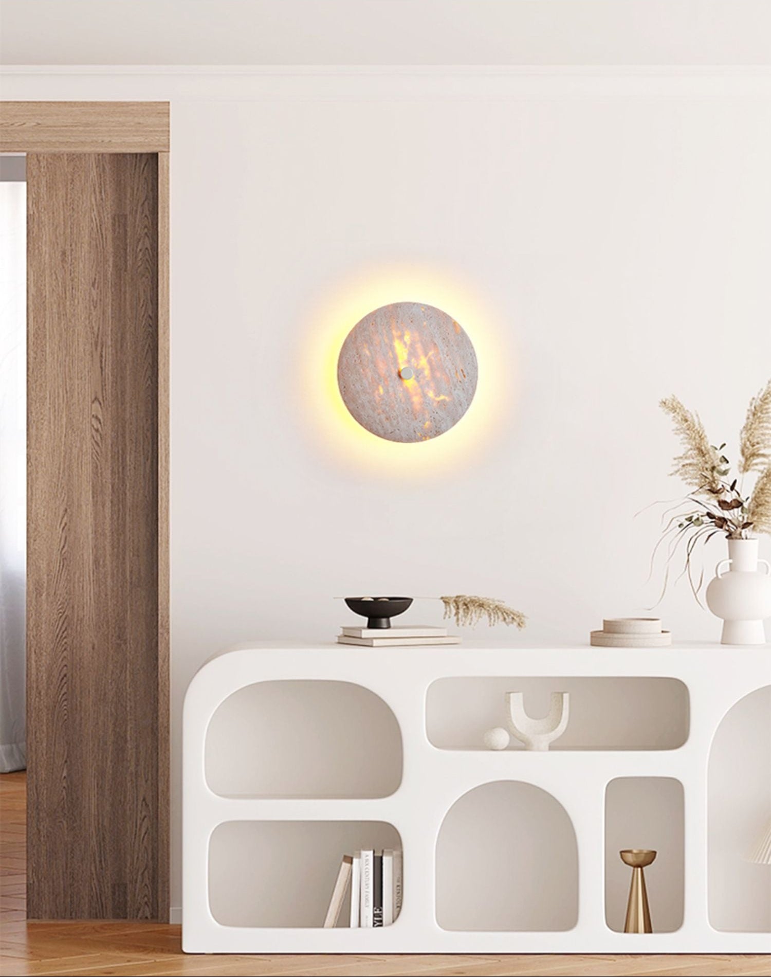 Mesa Travertine Wall Light, Hardwired Wall Sconce, detail 2