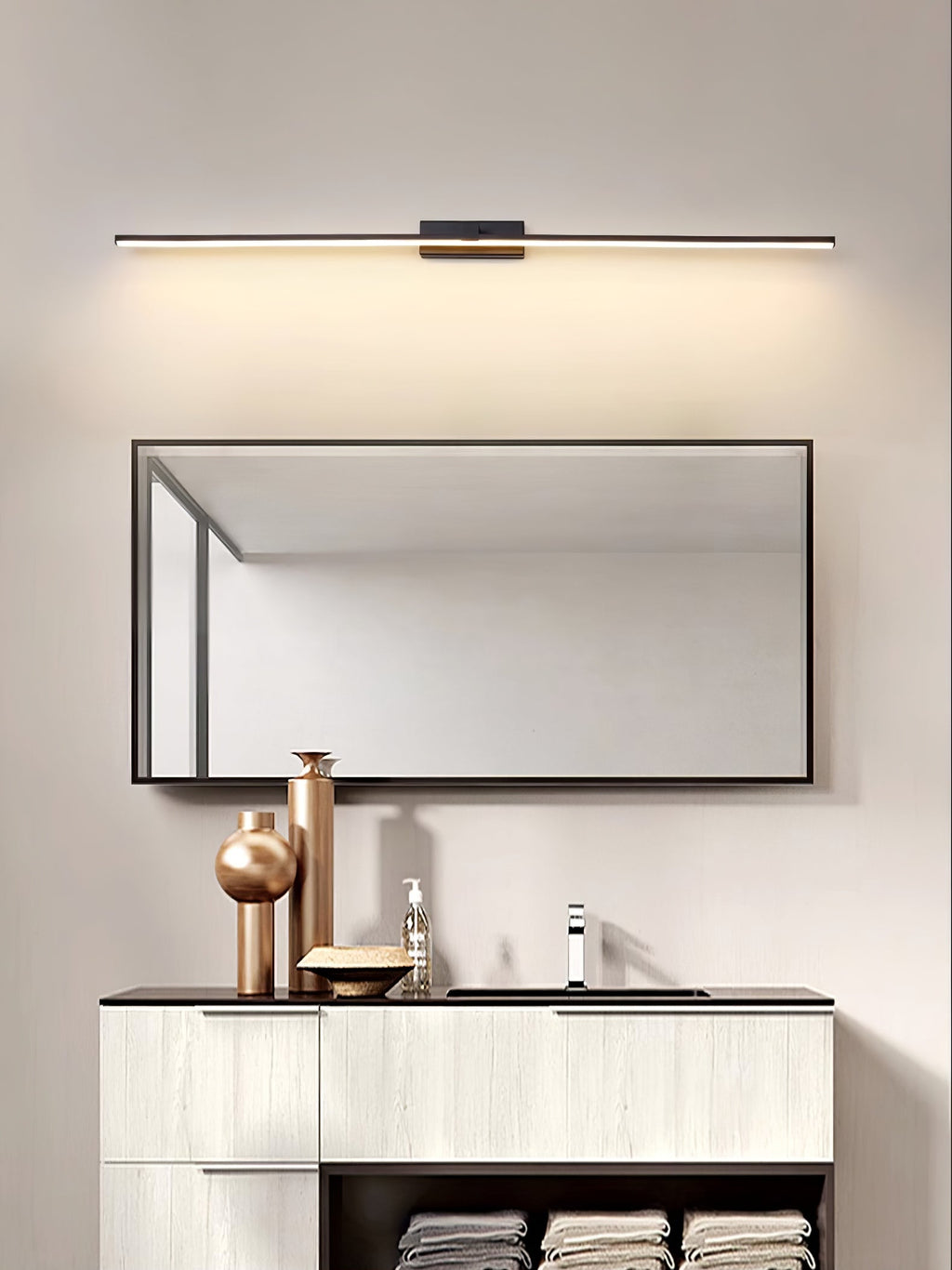 Metal Linear Mirror Wall Light, Hardwired Wall Sconce, detail 23