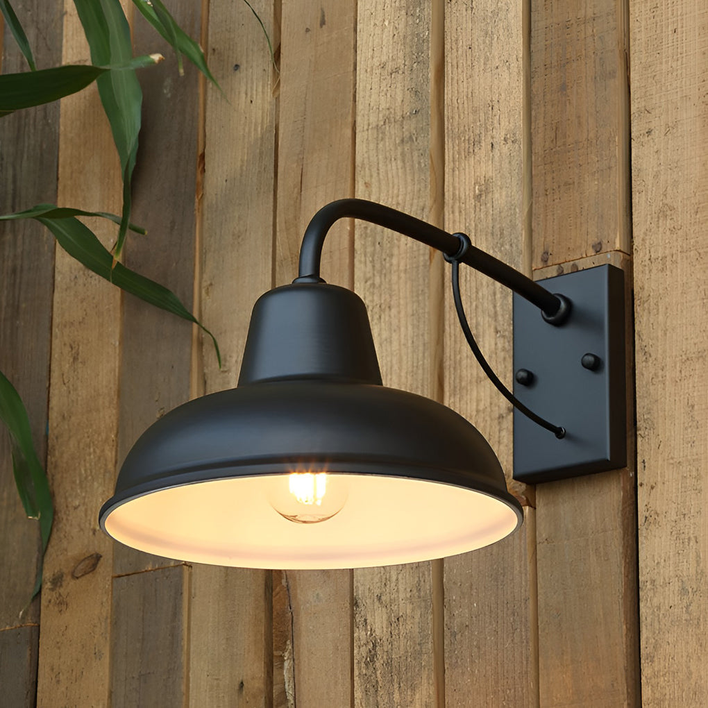 Vintage Trumpet Shaped LED Waterproof Retro Exterior Wall Fixtures Wall Light, Outdoor Wall Light, Iron, Dia 10in x H 9in
