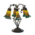Pond Lily Amber And Green 19 Inch Table Light, Bedside Table Lamp, Height: 19.0 Inches