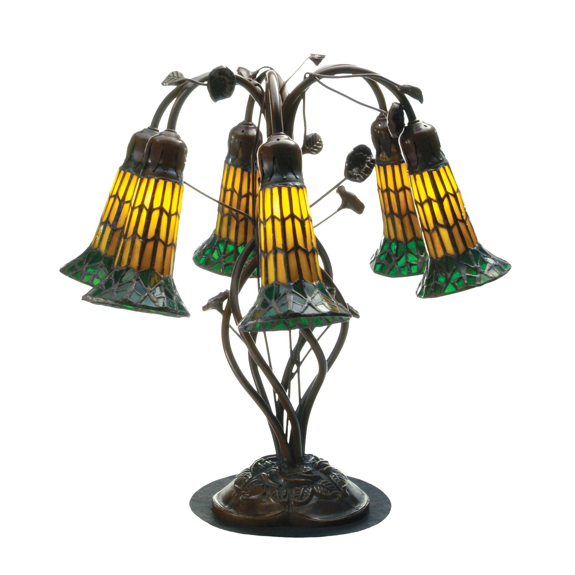 Pond Lily Amber And Green 19 Inch Table Light, Bedside Table Lamp, Height: 19.0 Inches