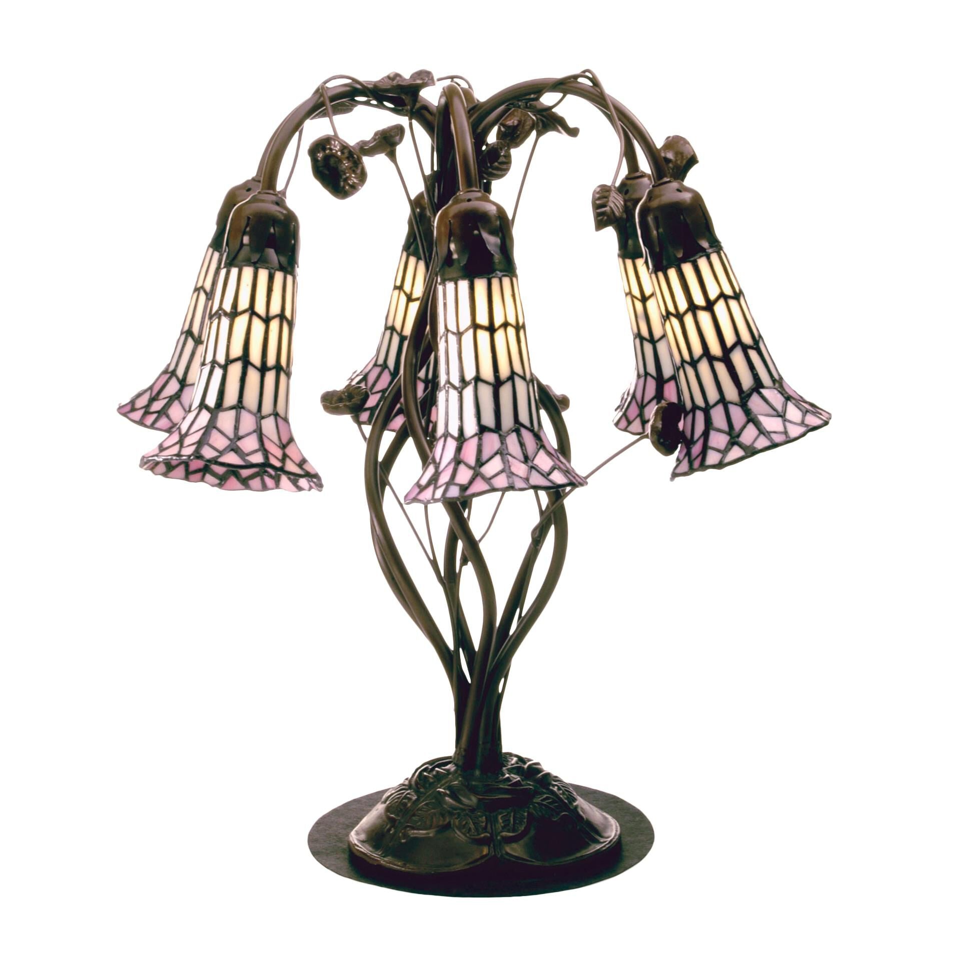 Pond Lily White And Pink 19 Inch Table Light, Bedside Table Lamp, Height: 19.0 Inches