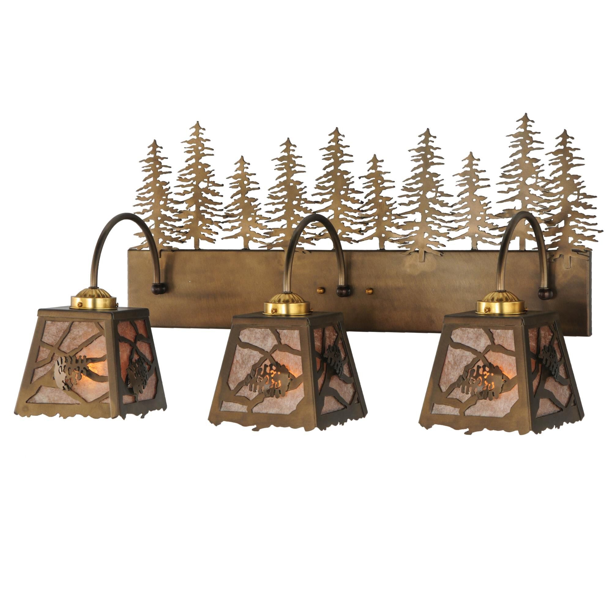 Spruce Pine 28 Inch 3 Light Bath Vanity Fixture, Bathroom Vanity Light, Height: 15.5 Inches