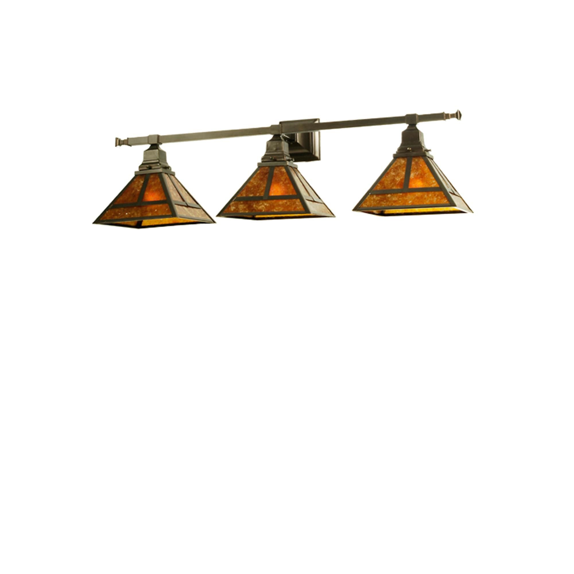 T Mission 36 Inch 3 Light Bath Vanity Fixture, Bathroom Vanity Light, Height: 12.0 Inches