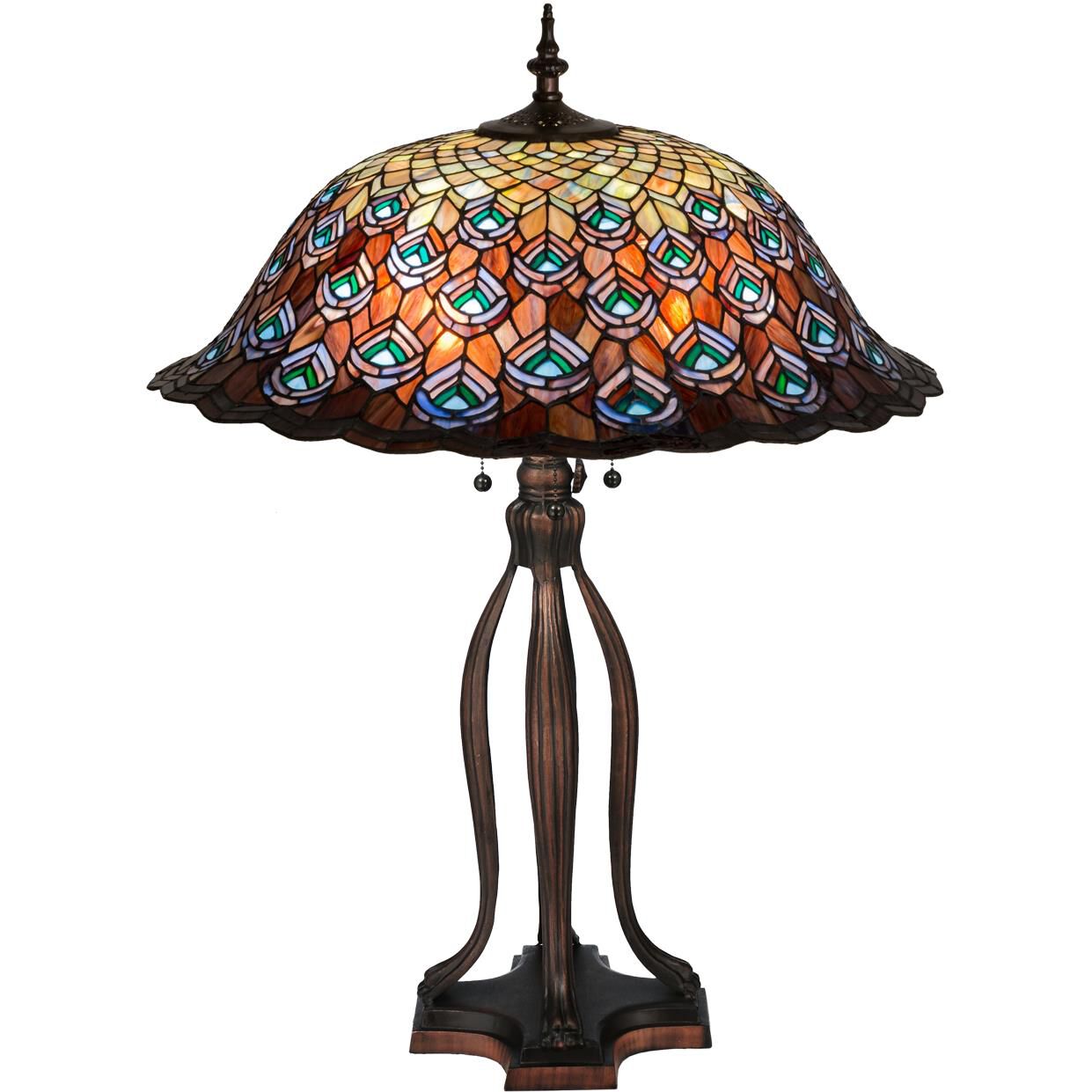 Peacock Feather 30 Inch Table Light, Bedside Table Lamp, Height: 30.0 Inches