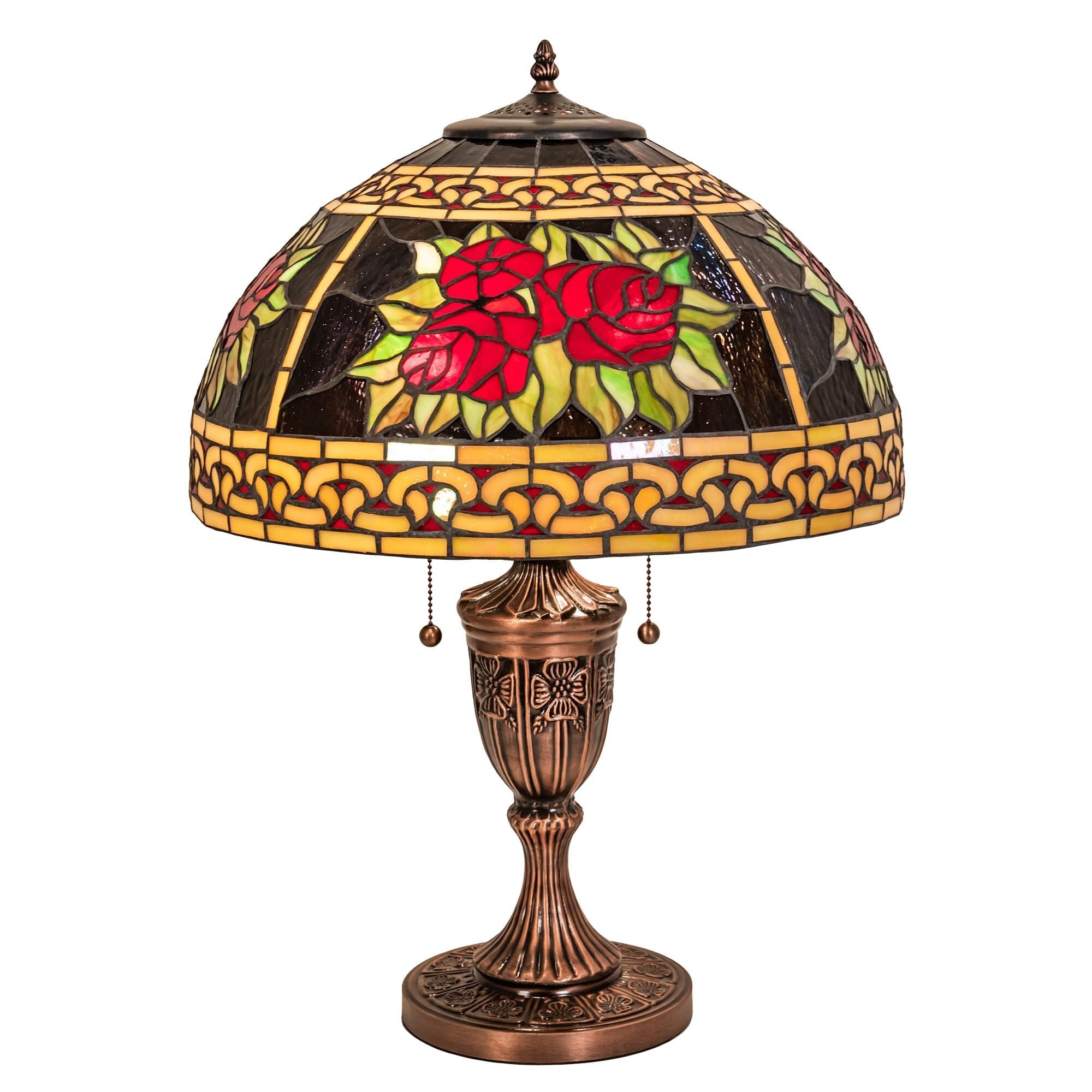 Roses And Scrolls 25 Inch Table Light, Bedside Table Lamp, Height: 25.0 Inches