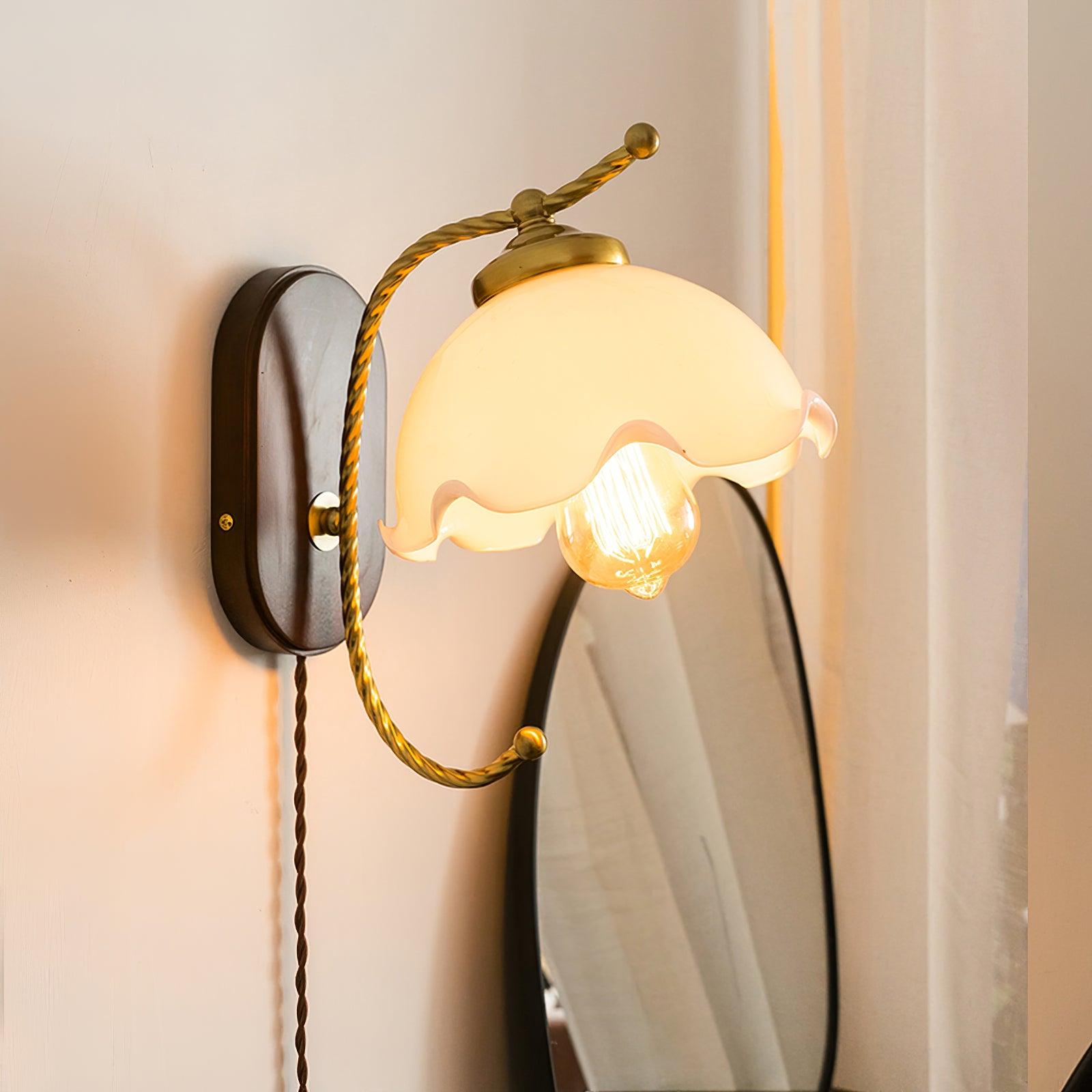 Milky Flower Wall Light, Plug-In Wall Sconce, detail 3